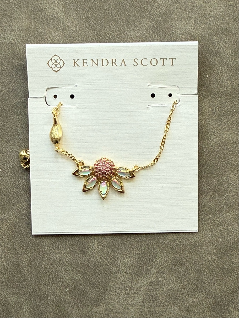 Kendra Scott Gold Tone with Pink sunflower Floral Charm NEW